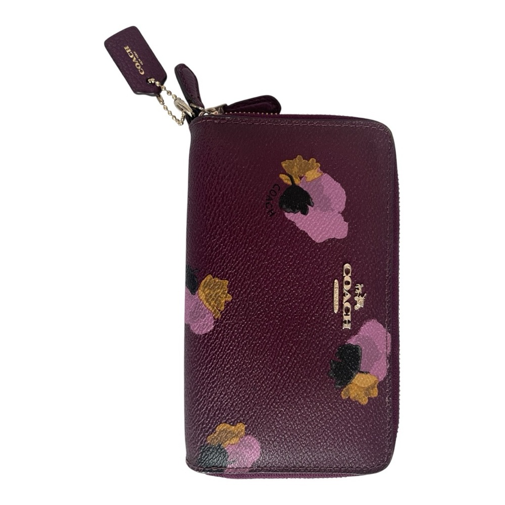 Coach Burgundy and Pink Floral Wallet - Picture 2 of 10